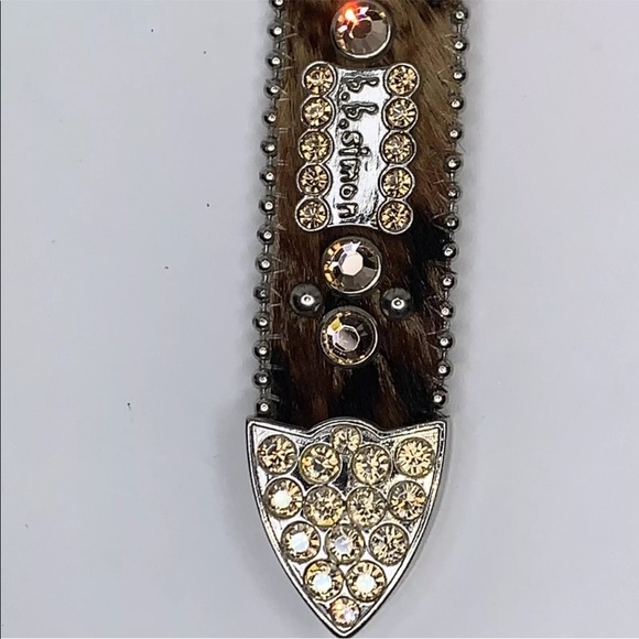 BB SIMON Champagne SWAROVSKI CRYSTAL PONY BELT - Picture 3 of 10